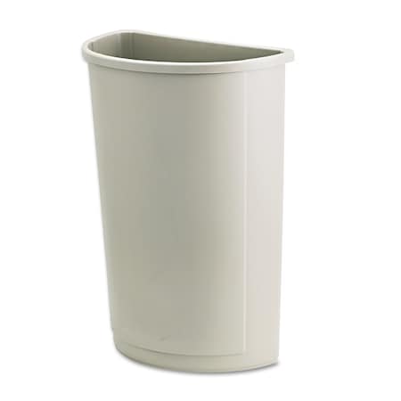 Rubbermaid Commercial 21 gal Half-Round Indoor Plastic Can, Beige, Open Top, Plastic, 21 in FG352000BEIG